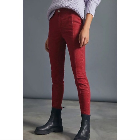 Anthropologie  Pilcro Flocked High-Rise Leggings size 28 raspberry colo - Picture 2 of 16